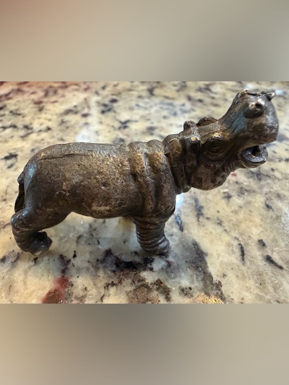Vintage Pewter Miniature Hippopotamus Figurine